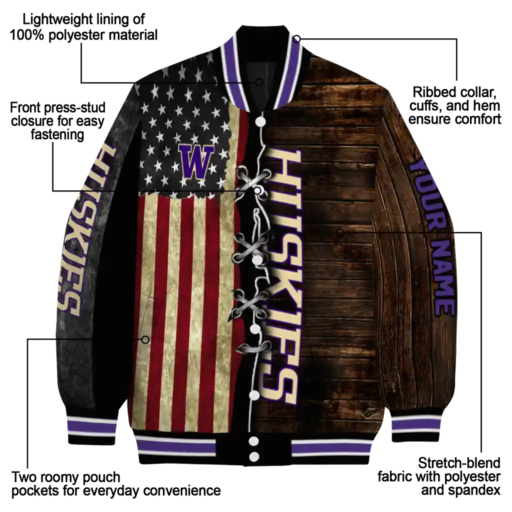 custom washington huskies flag wood brown varsity jacket new arrival custom washington huskies flag wood brown varsity jacket new arrival