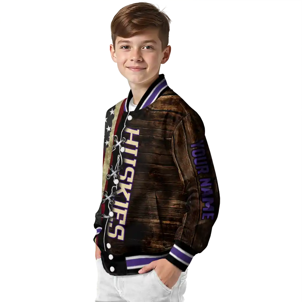 custom washington huskies flag wood brown varsity jacket trendy custom washington huskies flag wood brown varsity jacket trendy