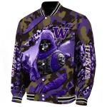custom washington huskies skull horde purple varsity jacket best selling