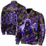 custom washington huskies skull horde purple varsity jacket best selling