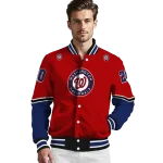 custom washington nationals chevron style red varsity jacket best selling