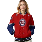 custom washington nationals chevron style red varsity jacket best selling