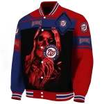 custom washington nationals reaper hands red black varsity jacket best selling