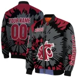 custom washington state cougars burst splatter crimson bomber jacket best selling