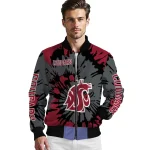 custom washington state cougars burst splatter crimson bomber jacket best selling