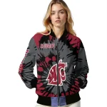 custom washington state cougars burst splatter crimson bomber jacket best selling
