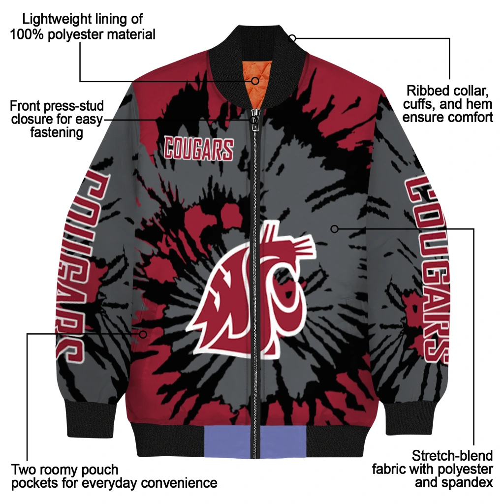 custom washington state cougars burst splatter crimson bomber jacket new arrival custom washington state cougars burst splatter crimson bomber jacket new arrival
