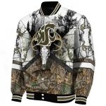 custom washington state cougars deer skull camouflage white varsity jacket best selling