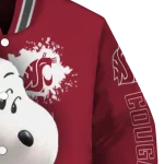 custom washington state cougars snoopy head crimson varsity jacket best selling