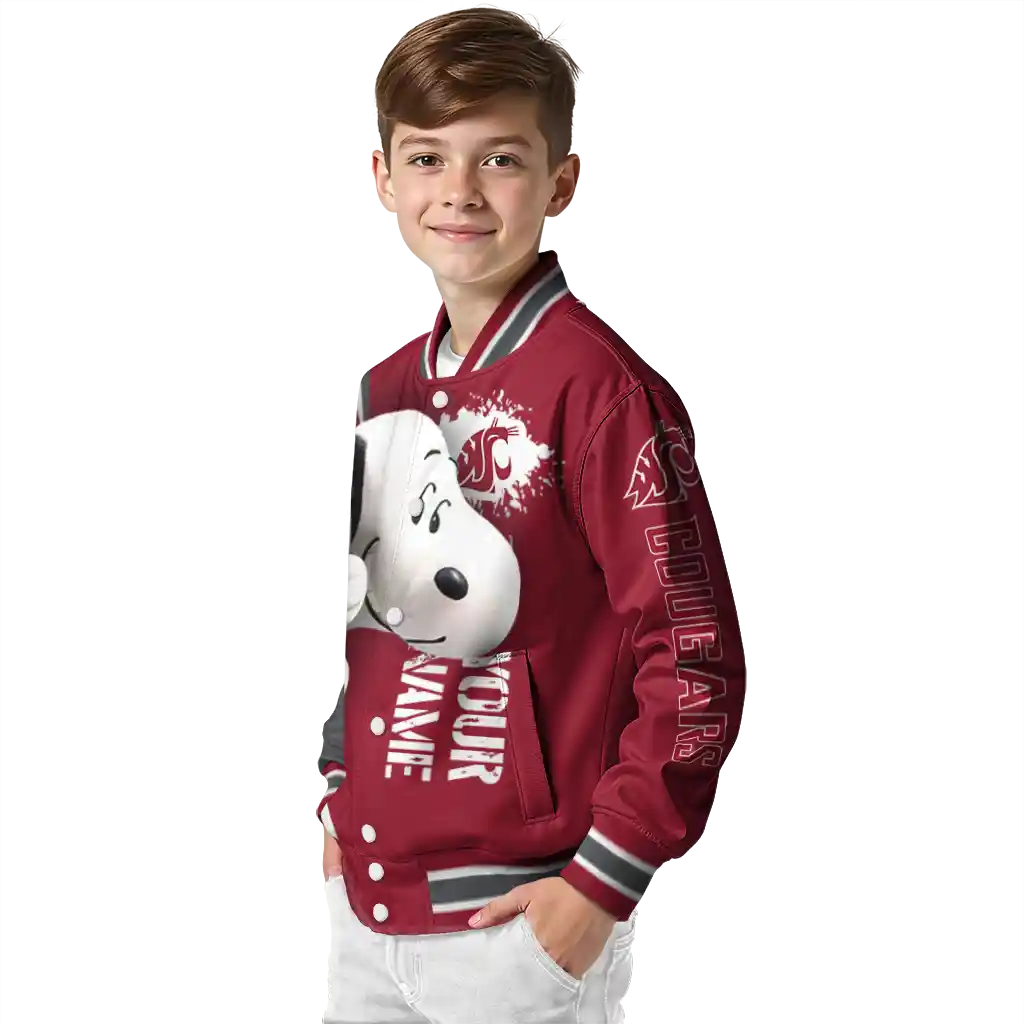 custom washington state cougars snoopy head crimson varsity jacket trendy custom washington state cougars snoopy head crimson varsity jacket trendy