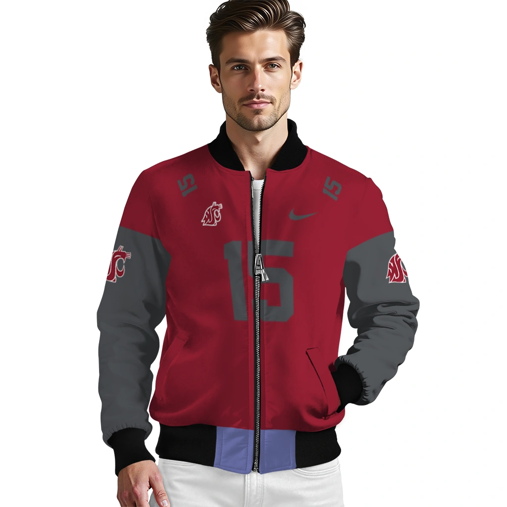 custom washington state cougars team patch crimson bomber jacket high quality custom washington state cougars team patch crimson bomber jacket high quality