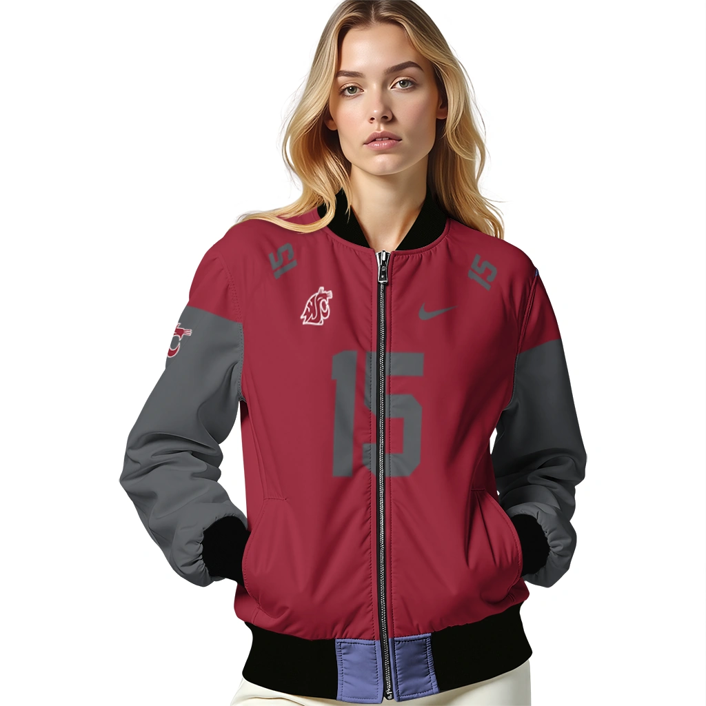 custom washington state cougars team patch crimson bomber jacket latest model custom washington state cougars team patch crimson bomber jacket latest model