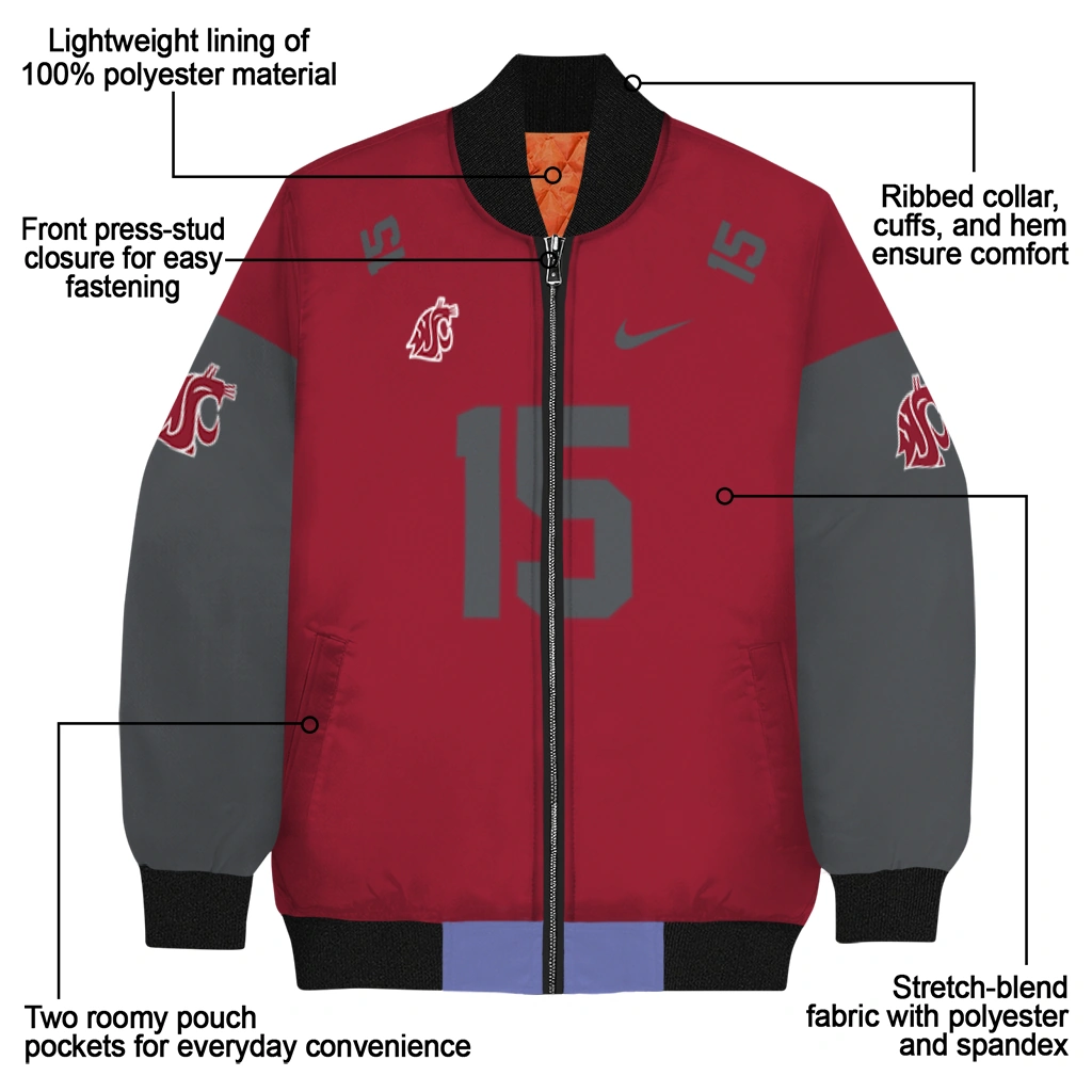 custom washington state cougars team patch crimson bomber jacket new arrival custom washington state cougars team patch crimson bomber jacket new arrival