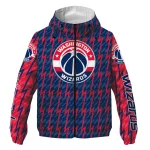 custom washington wizards lightning strike grid blue windbreaker jacket best selling