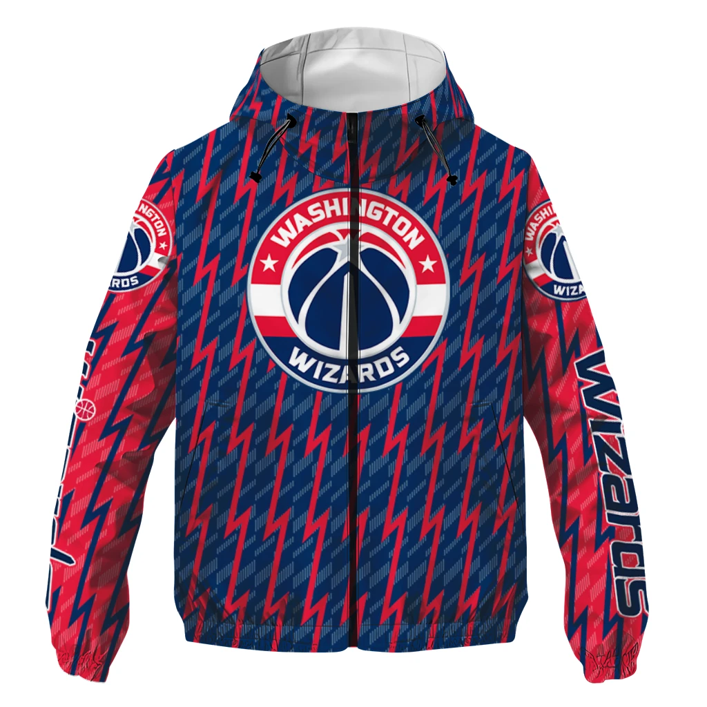 custom washington wizards lightning strike grid blue windbreaker jacket best selling custom washington wizards lightning strike grid blue windbreaker jacket best selling