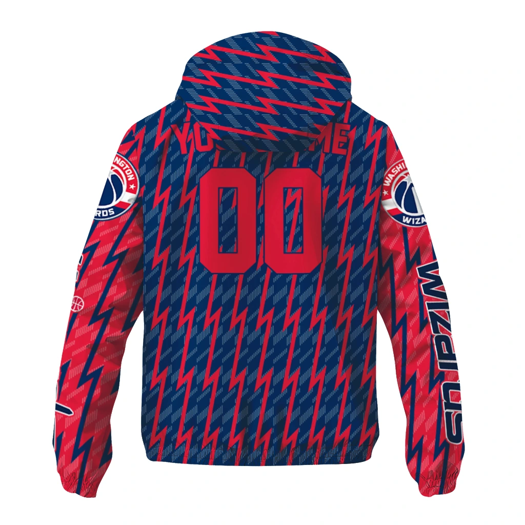 custom washington wizards lightning strike grid blue windbreaker jacket fashion forward custom washington wizards lightning strike grid blue windbreaker jacket fashion forward