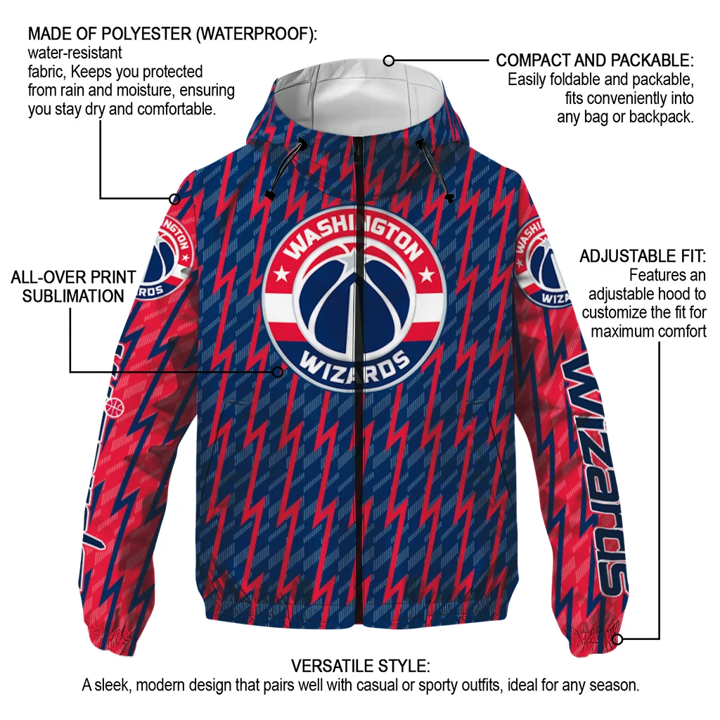 custom washington wizards lightning strike grid blue windbreaker jacket new arrival custom washington wizards lightning strike grid blue windbreaker jacket new arrival