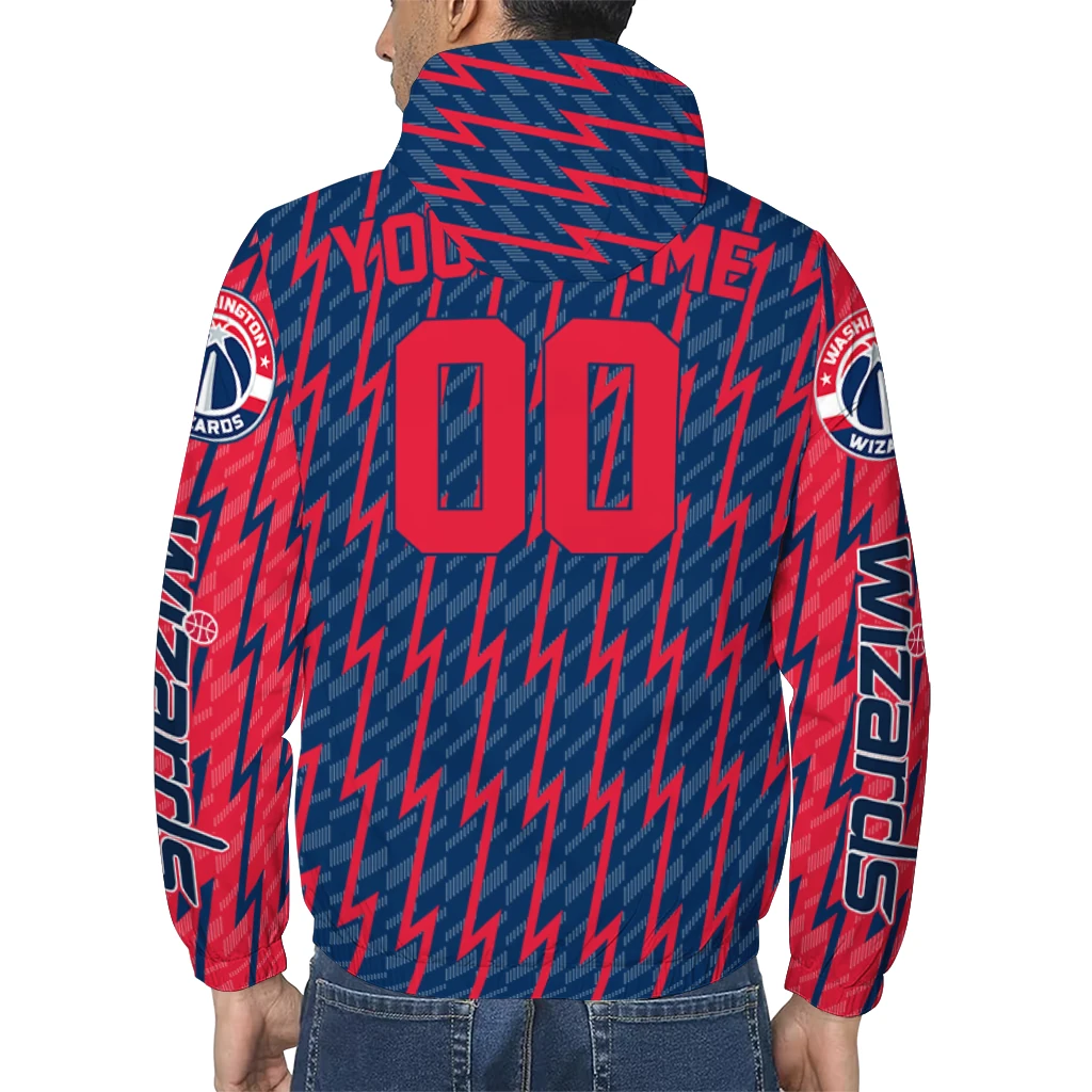 custom washington wizards lightning strike grid blue windbreaker jacket trendy custom washington wizards lightning strike grid blue windbreaker jacket trendy