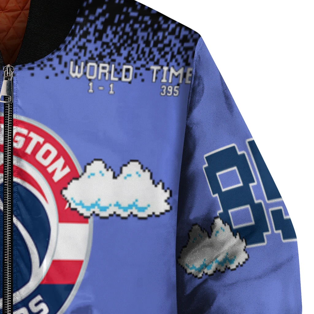custom washington wizards mario blocks blue black bomber jacket premium grade custom washington wizards mario blocks blue black bomber jacket premium grade