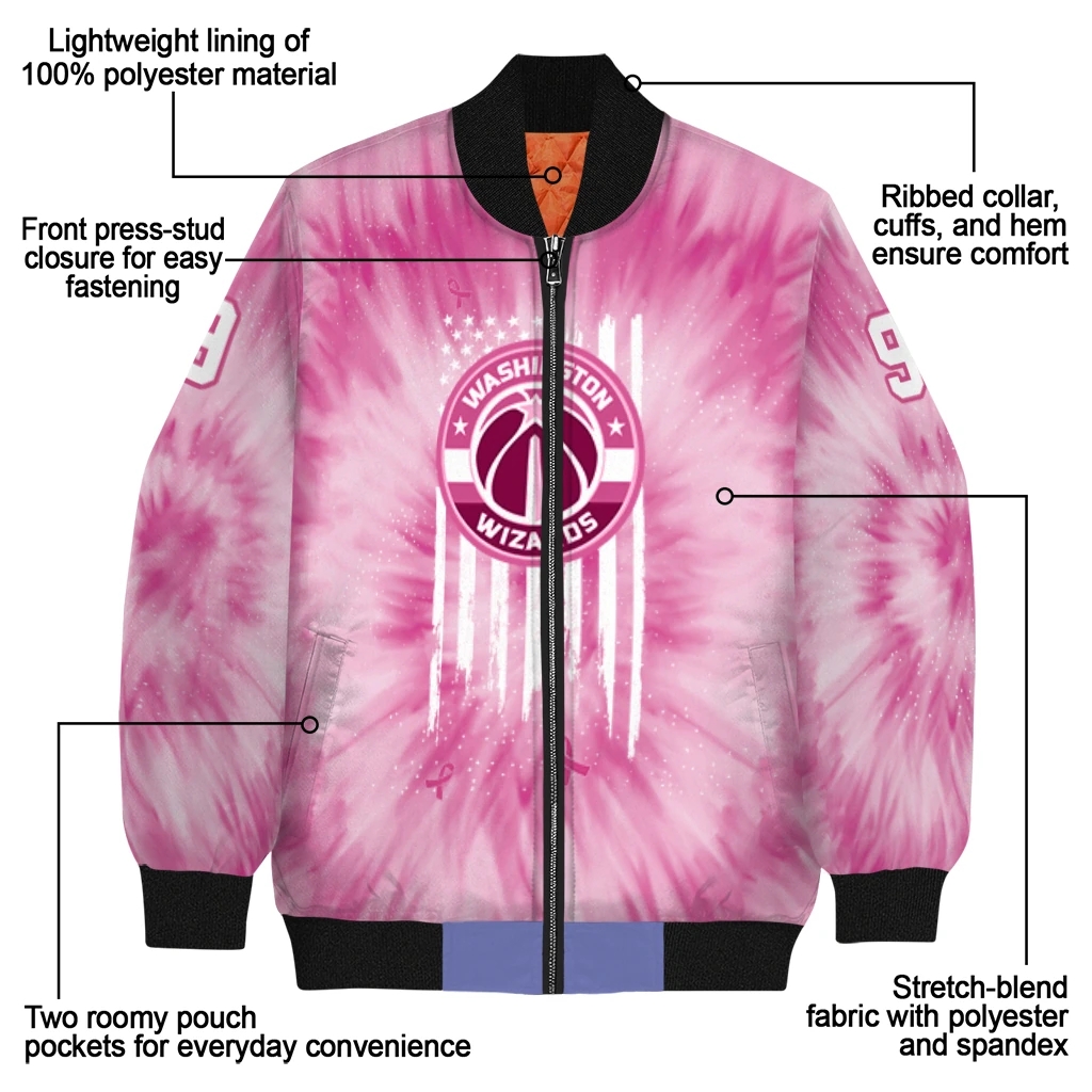 custom washington wizards pink tie dye pink bomber jacket new arrival custom washington wizards pink tie dye pink bomber jacket new arrival