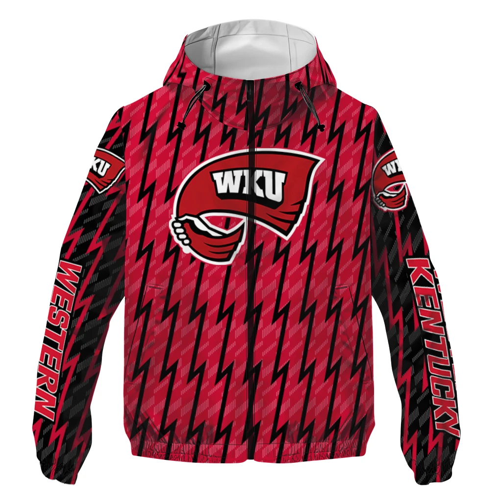 custom western kentucky hilltoppers lightning strike grid red windbreaker jacket best selling custom western kentucky hilltoppers lightning strike grid red windbreaker jacket best selling