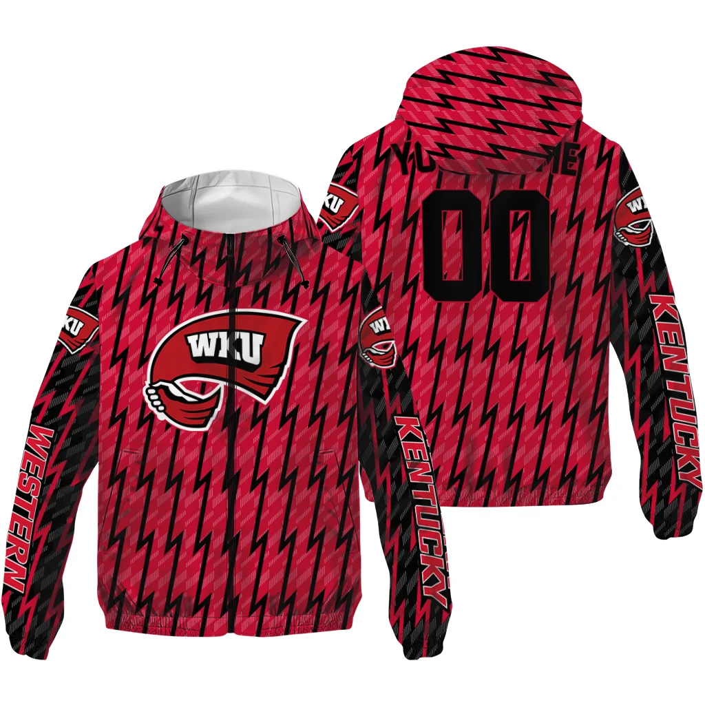 custom western kentucky hilltoppers lightning strike grid red windbreaker jacket high quality custom western kentucky hilltoppers lightning strike grid red windbreaker jacket high quality