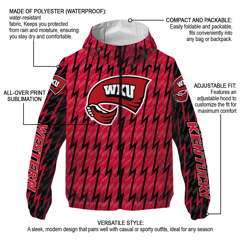 custom western kentucky hilltoppers lightning strike grid red windbreaker jacket new arrival custom western kentucky hilltoppers lightning strike grid red windbreaker jacket new arrival