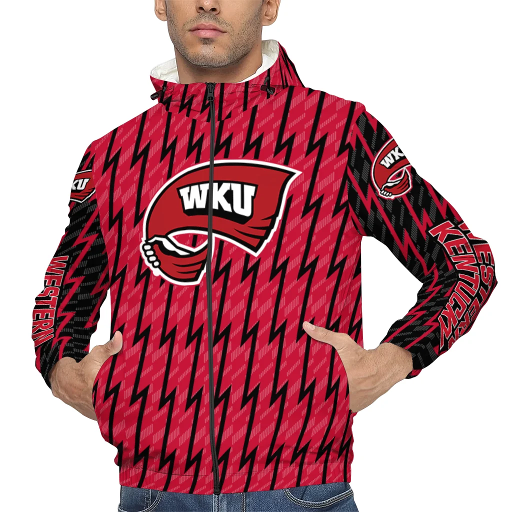 custom western kentucky hilltoppers lightning strike grid red windbreaker jacket top rated custom western kentucky hilltoppers lightning strike grid red windbreaker jacket top rated