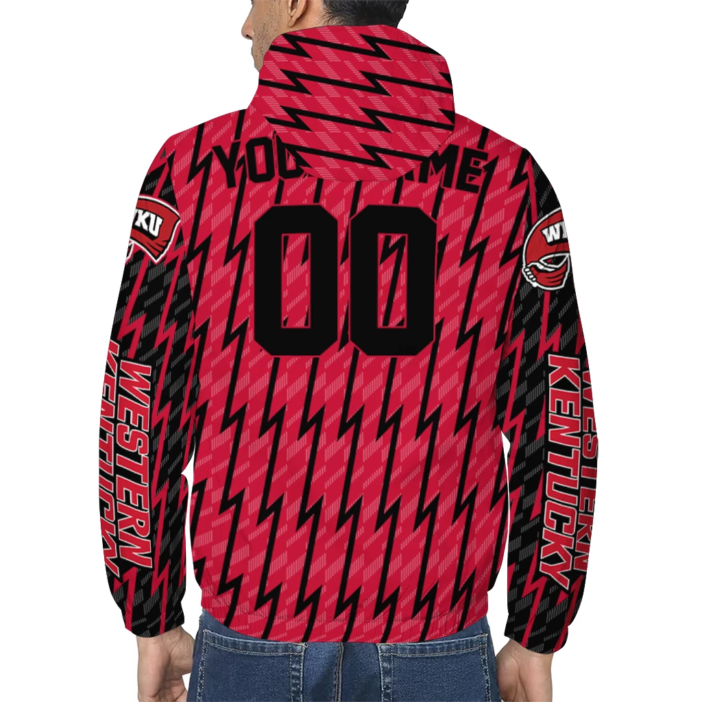 custom western kentucky hilltoppers lightning strike grid red windbreaker jacket trendy custom western kentucky hilltoppers lightning strike grid red windbreaker jacket trendy