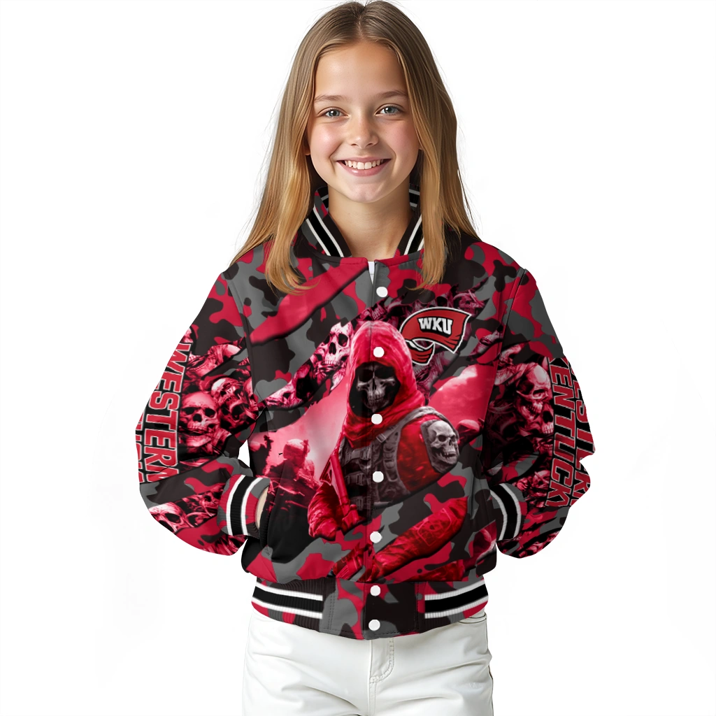 custom western kentucky hilltoppers skull horde red varsity jacket top rated custom western kentucky hilltoppers skull horde red varsity jacket top rated