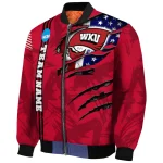 custom western kentucky hilltoppers usa flag claws red bomber jacket best selling