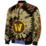 custom western michigan broncos burst splatter brown bomber jacket best selling