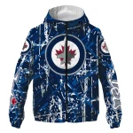 custom winnipeg jets brushstroke pattern blue windbreaker jacket best selling