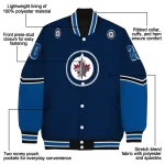 custom winnipeg jets chevron style blue varsity jacket best selling