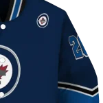 custom winnipeg jets chevron style blue varsity jacket best selling