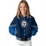 custom winnipeg jets chevron style blue varsity jacket best selling