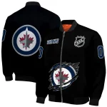 custom winnipeg jets claw cut black bomber jacket best selling
