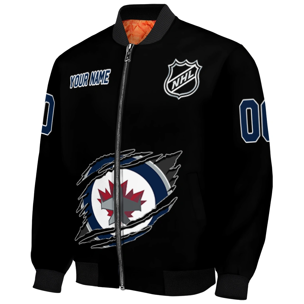 custom winnipeg jets claw cut black bomber jacket fashion forward custom winnipeg jets claw cut black bomber jacket fashion forward