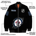 custom winnipeg jets claw cut black bomber jacket best selling