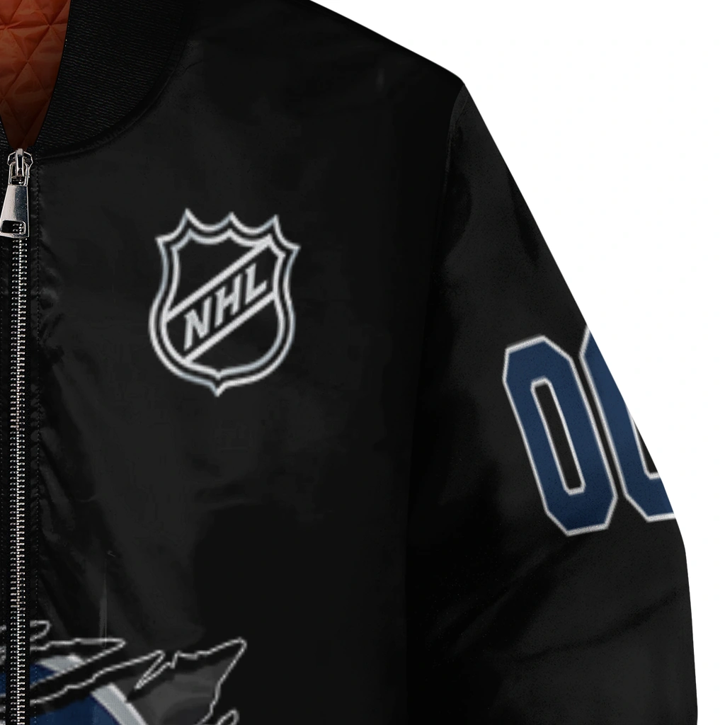 custom winnipeg jets claw cut black bomber jacket premium grade custom winnipeg jets claw cut black bomber jacket premium grade