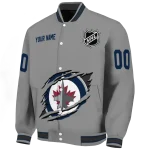 custom winnipeg jets claw streak grey varsity jacket best selling