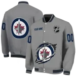 custom winnipeg jets claw streak grey varsity jacket best selling