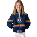 custom winnipeg jets rainbow jersey number blue bomber jacket best selling