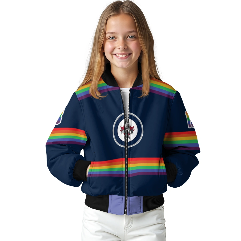 custom winnipeg jets rainbow jersey number blue bomber jacket top rated custom winnipeg jets rainbow jersey number blue bomber jacket top rated