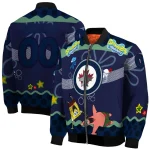 custom winnipeg jets spongebob playtime blue bomber jacket best selling