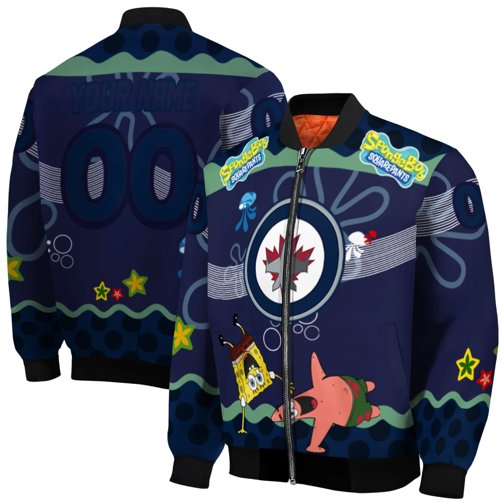 custom winnipeg jets spongebob playtime blue bomber jacket best selling custom winnipeg jets spongebob playtime blue bomber jacket best selling
