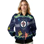 custom winnipeg jets spongebob playtime blue bomber jacket best selling