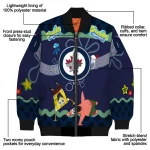 custom winnipeg jets spongebob playtime blue bomber jacket best selling