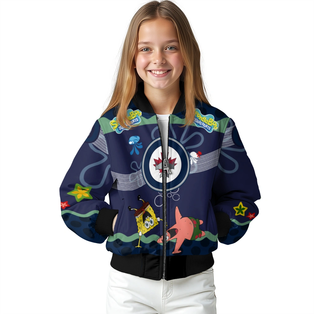custom winnipeg jets spongebob playtime blue bomber jacket top rated custom winnipeg jets spongebob playtime blue bomber jacket top rated
