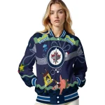 custom winnipeg jets spongebob playtime blue varsity jacket best selling